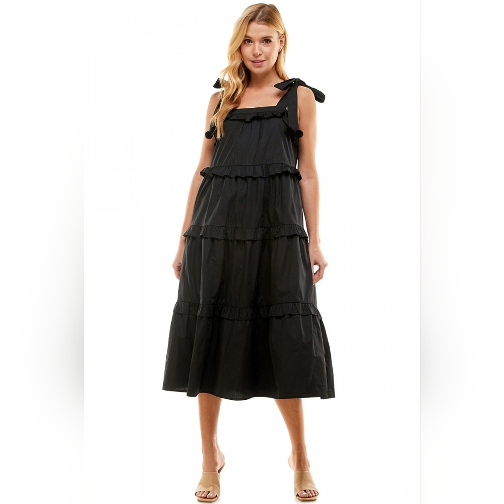 Pink TCEC Tiered maxi dress Size L New Magenta Color - Picture 3 of 8